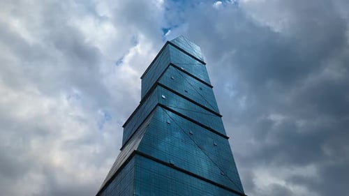 Glass Skyscraper And Clouds Time Lapse