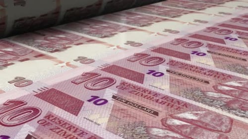 Máquina de impressão de 10 notas de dólar Rtgs do Zimbábue em dinheiro