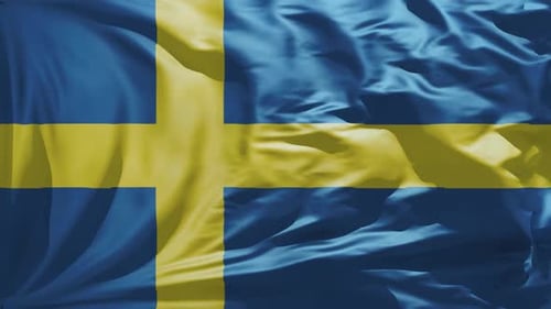 Realistic Waving Sweden Flag Animated Background