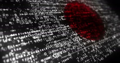 Bandera de Japón ondeando con código de seguridad