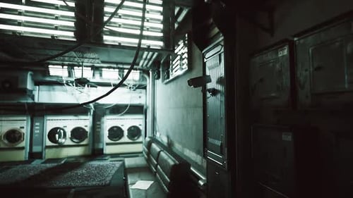 Grungy Sci-Fi Dystopian Laundry Room Animation Loop
