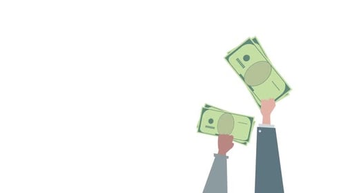 Paper Money Swings in Hands Background