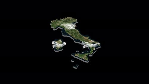 Realistic 3D Italy Map Rotating with Moving Clouds