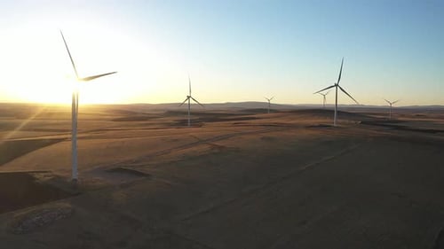 Vista aérea de centrales eólicas