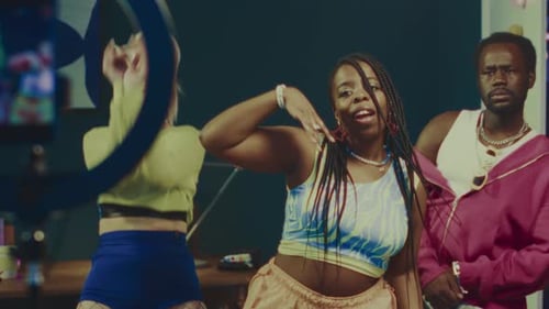 Three Friends Dance for Social Media Video