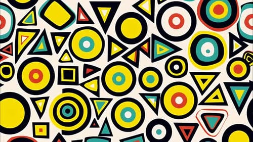 Retro Memphis Pattern Animation, Colorful Geometric Shapes, Pop Art Loop Background