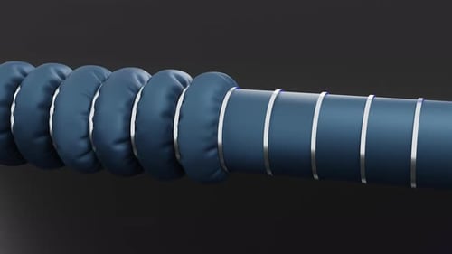 Abstract Blue Segmented Tube Expanding and Contracting Animation