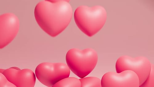 Soft Pink Hearts Falling Background for Love Celebrations