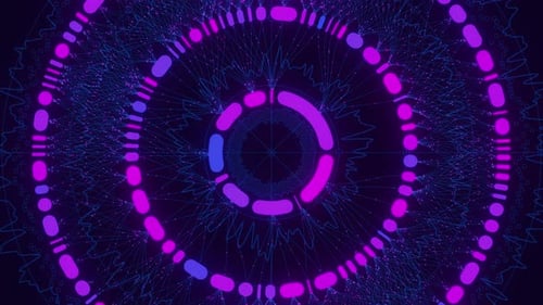 Big Data Complex Round Graph Animation Top View on Quantum Computing Universe Cyber Space of AI