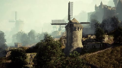 Landscape View on the Old Windmill