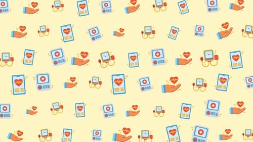 Seamless Looping Flat Design Health and Medical Icons Pattern