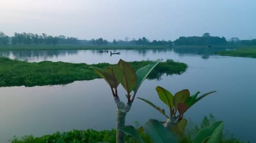 peaceful and calm atmosphere on the lake in the afternoon