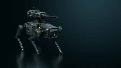Autonomer Vierbeiner-Kampfroboter in Bewegung