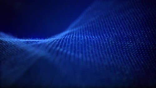 Abstract field of blue particle waves on a dark background, looped video, 4k , 60 fps