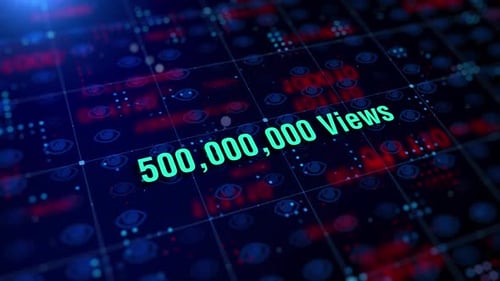 Animated Views Counter on a Digital Grid Background