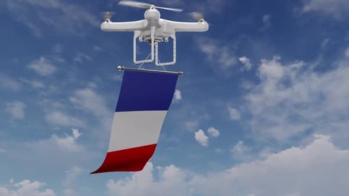 Drone Carrying France Flag