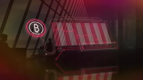 Infographics Of Falling Bitcoin Price In A Spacious Office