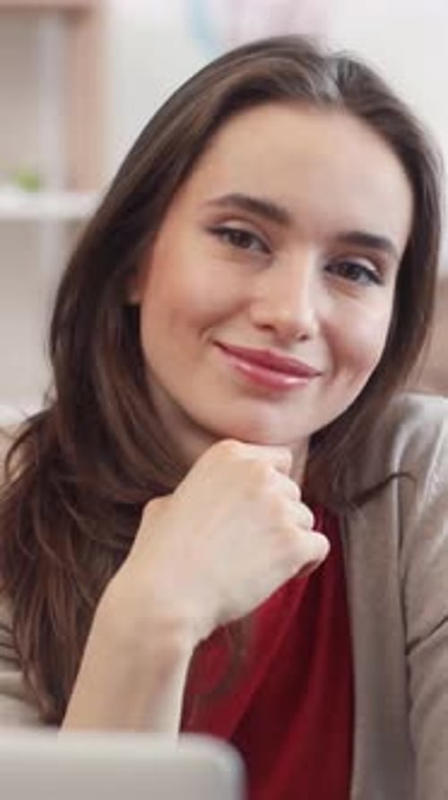 Woman Smiling Brightly in Portrait Video