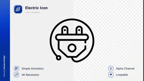 Animated Electric Plug Line Icon
