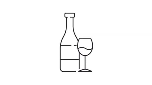 Wine bottle and glass line animation