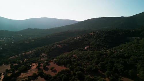 Sunset Over Rural Area in Cercedilla, Madrid, Spain