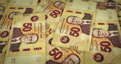 Tunisia Dinar growing pile of money seamless loop
