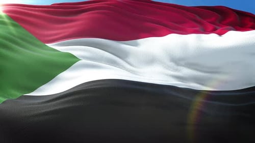 Realistic Sudan Flag Waving Loop with Sunlight