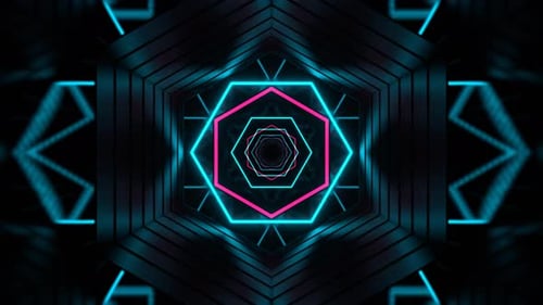 Cyan And Pink Mirror Neon Prism Of Space Background VJ Loop In 4K