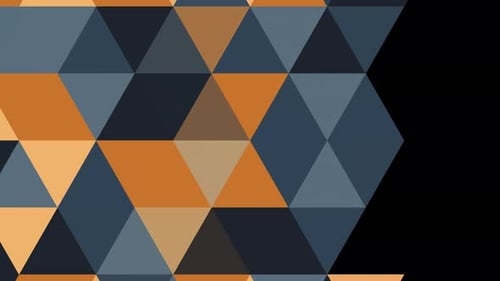 Synergy Sammlung: Übergangsanimation eines orange-grauen flackernden Dreiecksmusters mit einem Zo