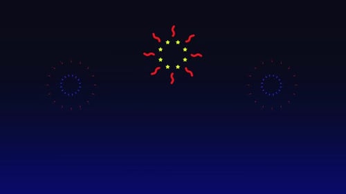 New Year's fireworks background animation. Blue gradient background