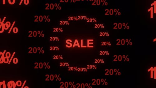 Blinking Red Sale Up to 50 Percent Tunnel Seamless Animation on Black Background
