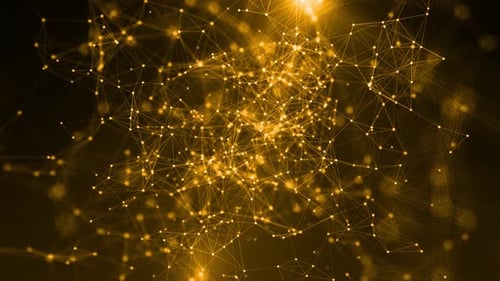 Abstract Futuristic Golden Plexus Network Background Loop