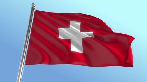 Swiss Flag Waving Seamlessly with Realistic Fabric Motion