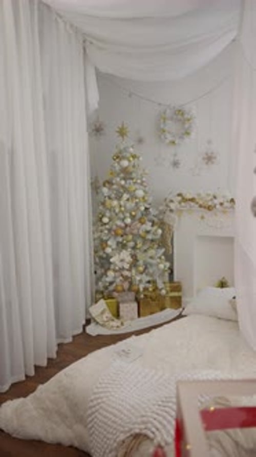 Christmas Tree and Gifts in Cozy Home