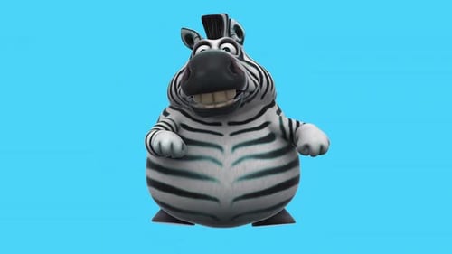 Fun 3D cartoon zebra dancing (with alpha channel)