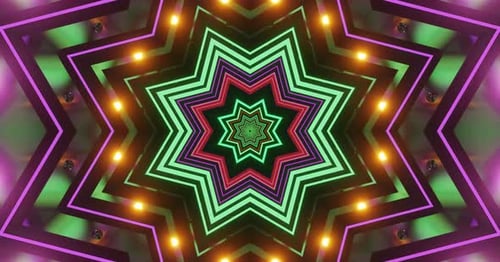 Glowing Geometric Star Tunnel Abstract Visual Effect