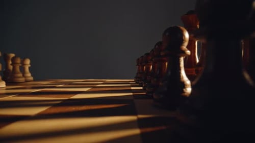 Player Hand Placing Figure Wooden Board Indoors Closeup Strategist Pushing Pawn