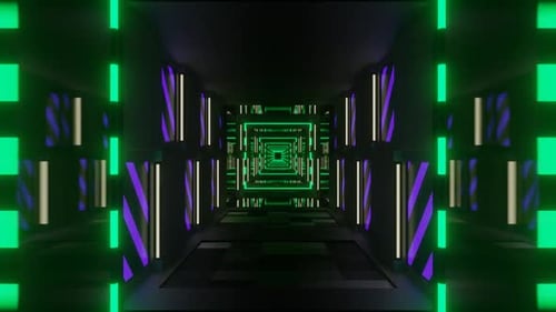 Turquoise And Purple And White Blazing Neon Light Mirror Tunnel Background Vj Loop In HD
