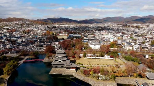 Aerial Drone View of Matsumoto Castle