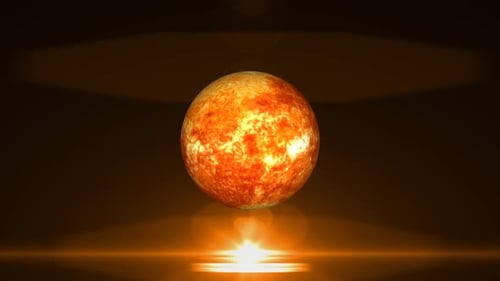 Rotating Fiery Sun Orb with Dynamic Lens Flare Effect