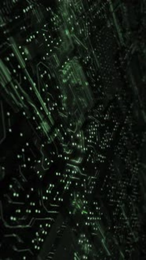 Futuristic Green Circuit Board Digital Data Flow Background