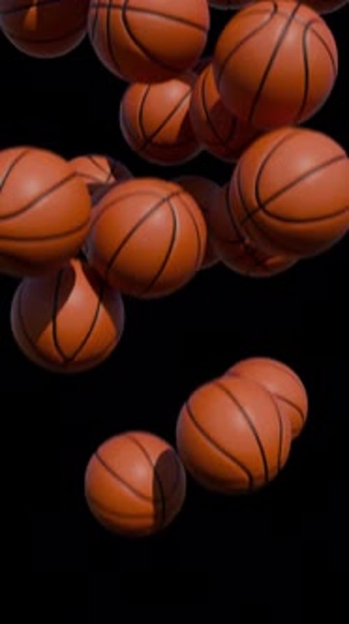 Falling Basketballs Vertical Loop Background