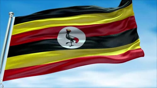 Uganda Flag Waving Animation with Realistic Fabric Texture