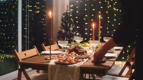 Holiday Feast Laid Out, Ready for Christmas Celebration