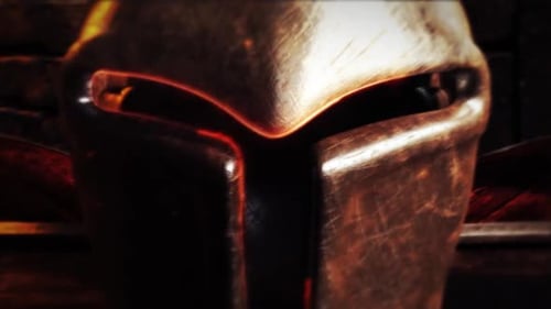 Warrior Helmet and Arrows Logo Reveal with Fiery Glow