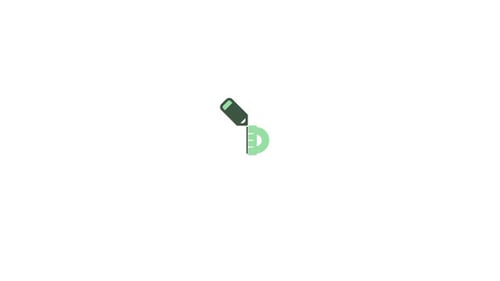 Animated Pencil Drawing Checkmark Icon in Flat Design Style