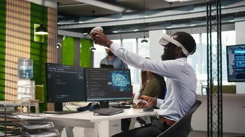 Admin Using Virtual Reality Tech Automating Repetitive Tasks with AI