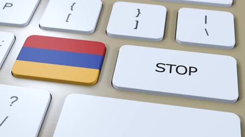 Armenia Flag Button Pressed with Stop Key on Computer Keyboard