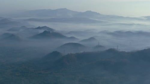 Beautiful aerial view of the valley landscape in the morning.