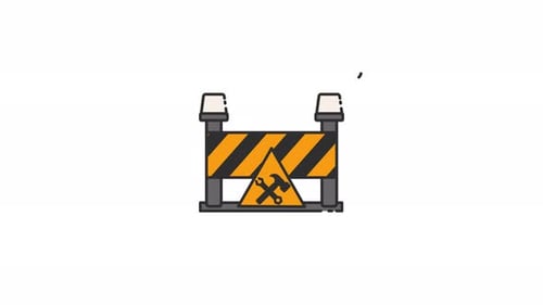 Animated Modern Under Construction Barrier with Repair Tools